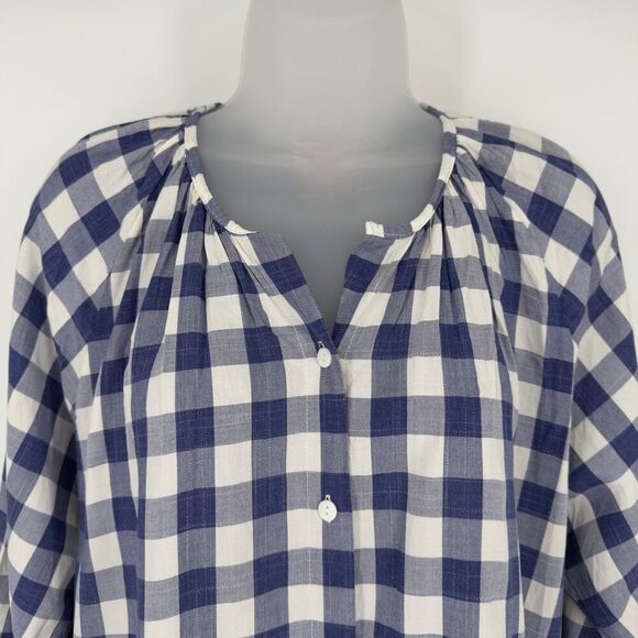 Nom Maternity‎ Provence Blue White Gingham Plaid Button Front Nursing Top Medium - Picture 3 of 8